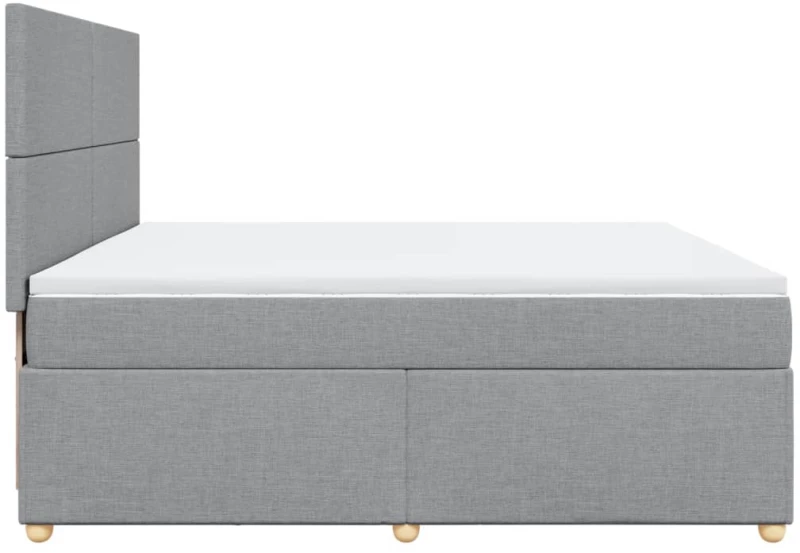 vidaXL Κρεβάτι Boxspring με Στρώμα Ανοιχτό Γκρι 200x200 εκ. Υφασμάτινο
