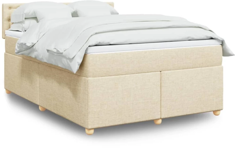 vidaXL Κρεβάτι Boxspring με Στρώμα Κρεμ 160x200 εκ. Υφασμάτινο