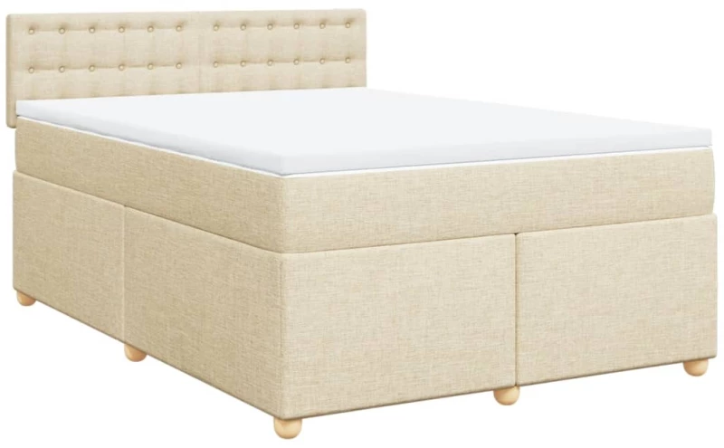 vidaXL Κρεβάτι Boxspring με Στρώμα Κρεμ 160x200 εκ. Υφασμάτινο