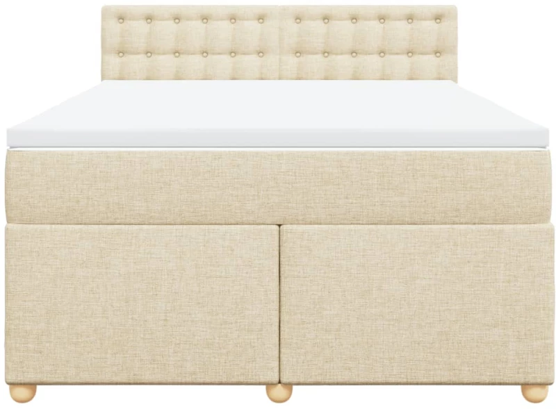 vidaXL Κρεβάτι Boxspring με Στρώμα Κρεμ 160x200 εκ. Υφασμάτινο