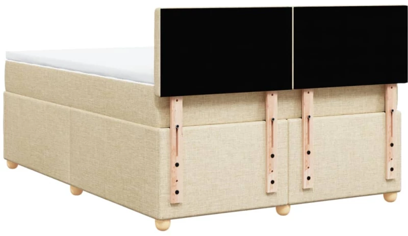 vidaXL Κρεβάτι Boxspring με Στρώμα Κρεμ 160x200 εκ. Υφασμάτινο