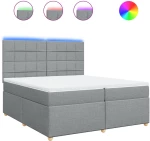 vidaXL Κρεβάτι Boxspring με Στρώμα Ανοιχτό Γκρι 200x200 εκ. Υφασμάτινο