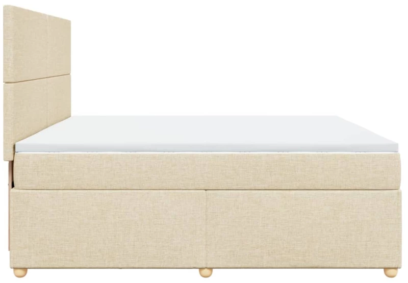 vidaXL Κρεβάτι Boxspring με Στρώμα Κρεμ 200x200 εκ. Υφασμάτινο