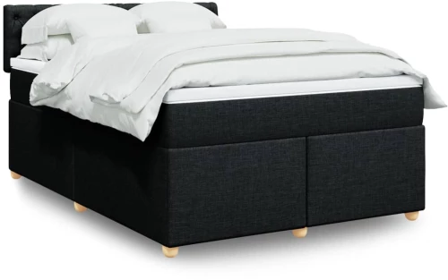 vidaXL Κρεβάτι Boxspring με Στρώμα Μαύρο 140x190 εκ. Υφασμάτινο