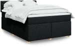 vidaXL Κρεβάτι Boxspring με Στρώμα Μαύρο 140x190 εκ. Υφασμάτινο