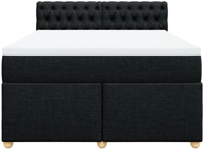 vidaXL Κρεβάτι Boxspring με Στρώμα Μαύρο 140x190 εκ. Υφασμάτινο