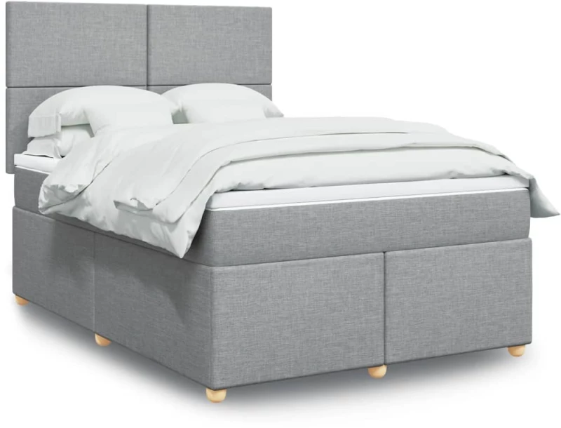 vidaXL Κρεβάτι Boxspring με Στρώμα Ανοιχτό Γκρι 140x190 εκ. Υφασμάτινο