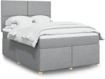 vidaXL Κρεβάτι Boxspring με Στρώμα Ανοιχτό Γκρι 140x190 εκ. Υφασμάτινο