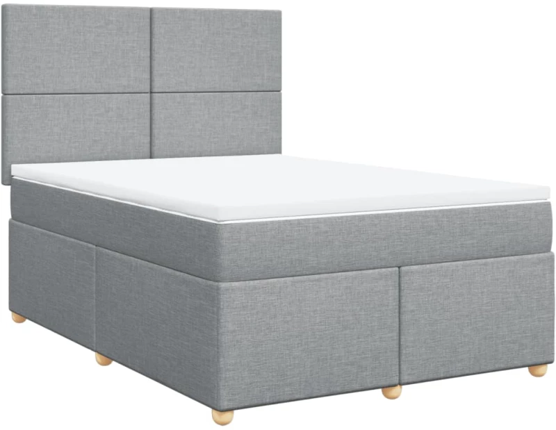 vidaXL Κρεβάτι Boxspring με Στρώμα Ανοιχτό Γκρι 140x190 εκ. Υφασμάτινο
