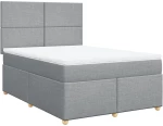 vidaXL Κρεβάτι Boxspring με Στρώμα Ανοιχτό Γκρι 140x190 εκ. Υφασμάτινο