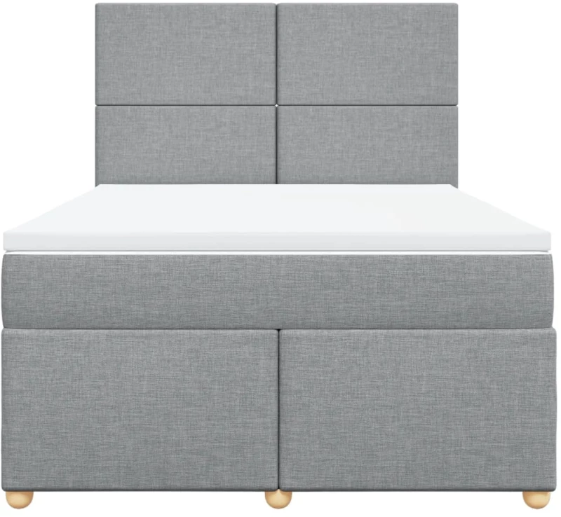 vidaXL Κρεβάτι Boxspring με Στρώμα Ανοιχτό Γκρι 140x190 εκ. Υφασμάτινο