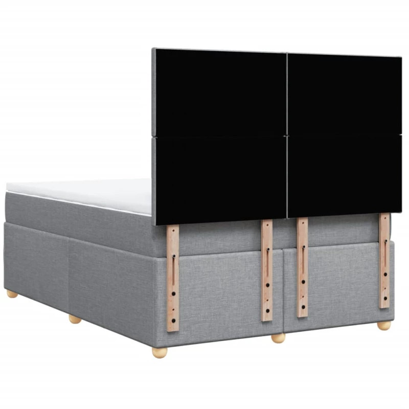 vidaXL Κρεβάτι Boxspring με Στρώμα Ανοιχτό Γκρι 140x190 εκ. Υφασμάτινο