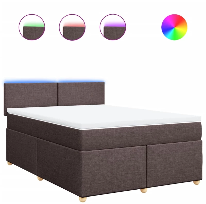 vidaXL Κρεβάτι Boxspring με Στρώμα Σκούρο Καφέ 160x200 εκ Υφασμάτινο