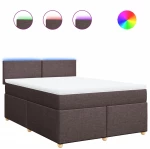 vidaXL Κρεβάτι Boxspring με Στρώμα Σκούρο Καφέ 160x200 εκ Υφασμάτινο