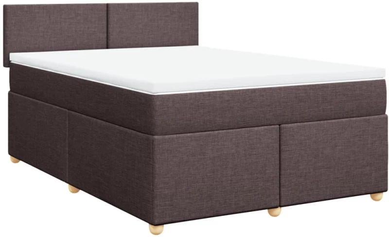 vidaXL Κρεβάτι Boxspring με Στρώμα Σκούρο Καφέ 160x200 εκ Υφασμάτινο