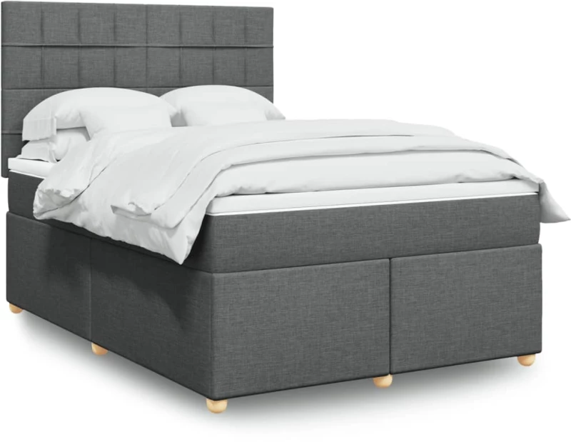 vidaXL Κρεβάτι Boxspring με Στρώμα Σκούρο Γκρι 160x200 εκ Υφασμάτινο