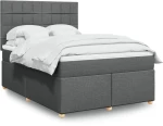 vidaXL Κρεβάτι Boxspring με Στρώμα Σκούρο Γκρι 160x200 εκ Υφασμάτινο
