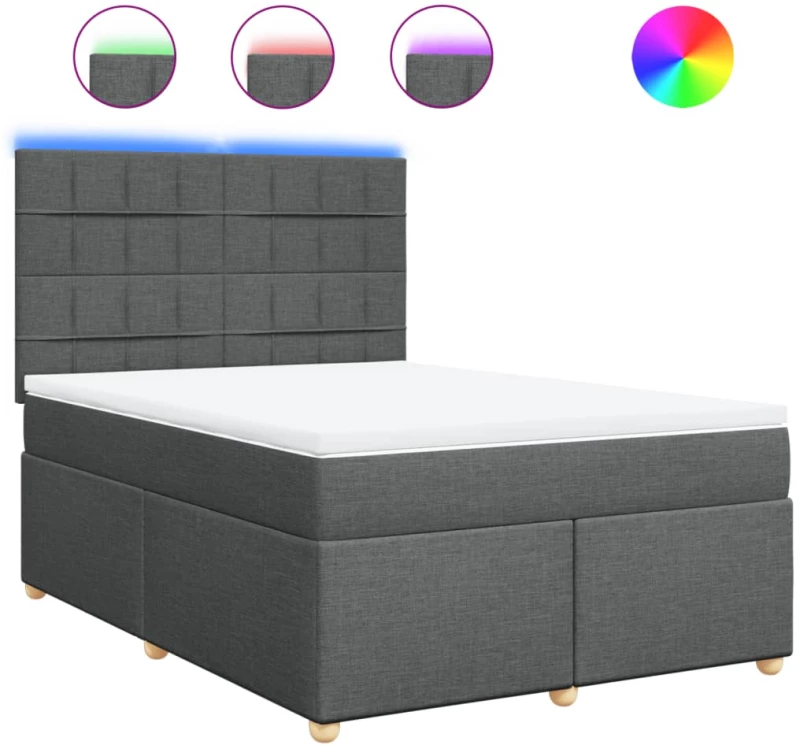 vidaXL Κρεβάτι Boxspring με Στρώμα Σκούρο Γκρι 160x200 εκ Υφασμάτινο