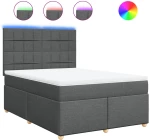 vidaXL Κρεβάτι Boxspring με Στρώμα Σκούρο Γκρι 160x200 εκ Υφασμάτινο