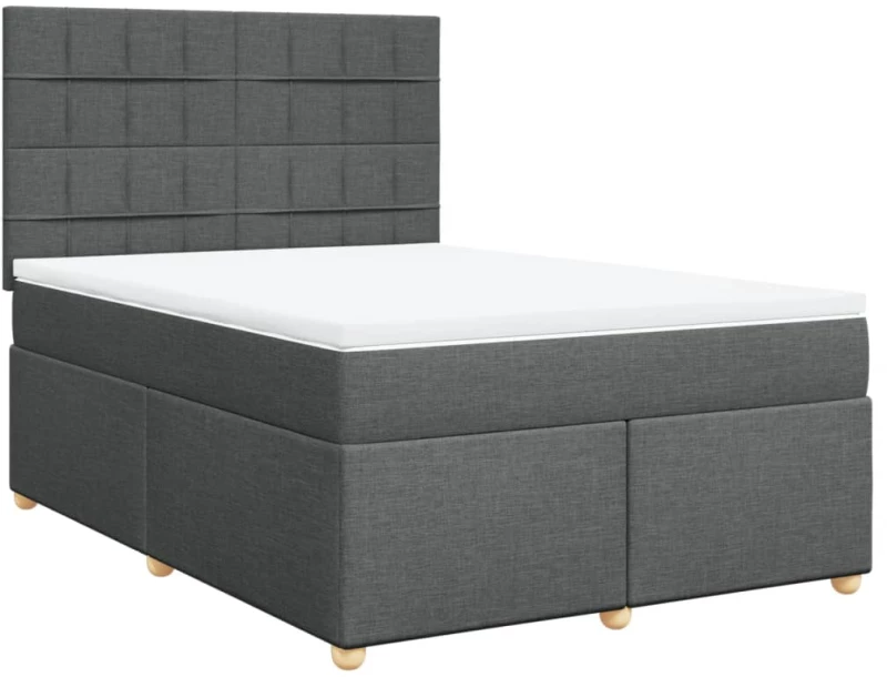vidaXL Κρεβάτι Boxspring με Στρώμα Σκούρο Γκρι 160x200 εκ Υφασμάτινο