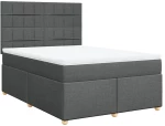 vidaXL Κρεβάτι Boxspring με Στρώμα Σκούρο Γκρι 160x200 εκ Υφασμάτινο