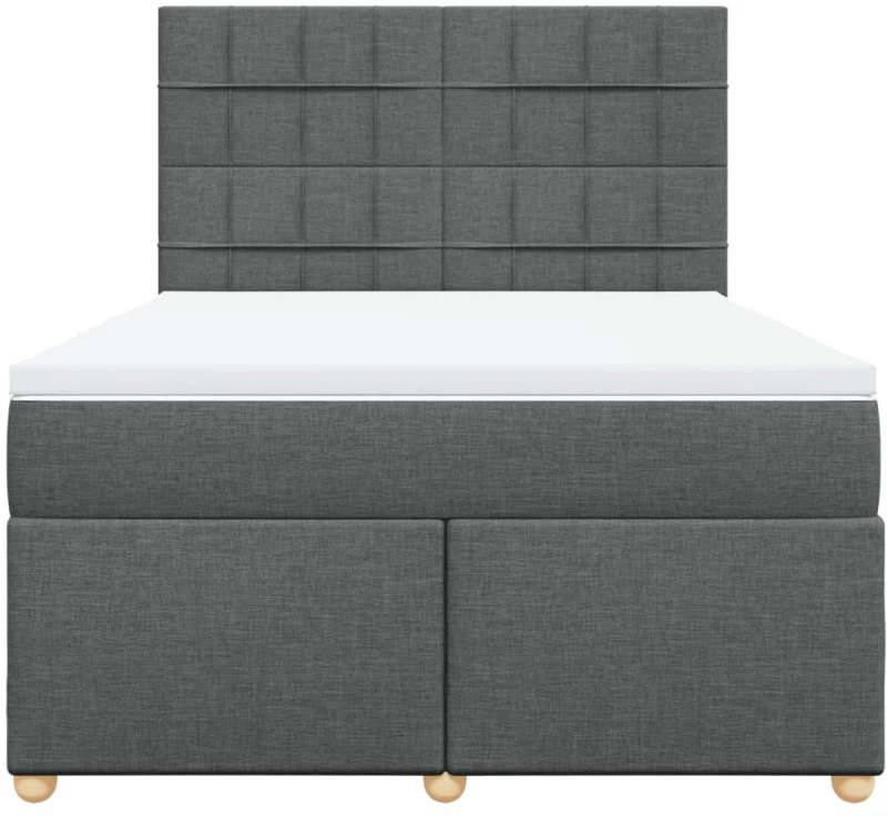 vidaXL Κρεβάτι Boxspring με Στρώμα Σκούρο Γκρι 160x200 εκ Υφασμάτινο
