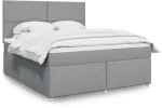 vidaXL Κρεβάτι Boxspring με Στρώμα Ανοιχτό Γκρι 180x200 εκ. Υφασμάτινο