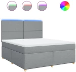 vidaXL Κρεβάτι Boxspring με Στρώμα Ανοιχτό Γκρι 180x200 εκ. Υφασμάτινο