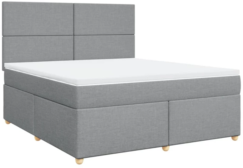 vidaXL Κρεβάτι Boxspring με Στρώμα Ανοιχτό Γκρι 180x200 εκ. Υφασμάτινο