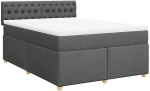 vidaXL Κρεβάτι Boxspring με Στρώμα Σκούρο Γκρι 140x190 εκ. Υφασμάτινο