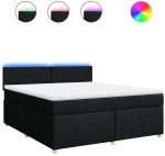 vidaXL Κρεβάτι Boxspring με Στρώμα Μαύρο 180x200 εκ. Υφασμάτινο
