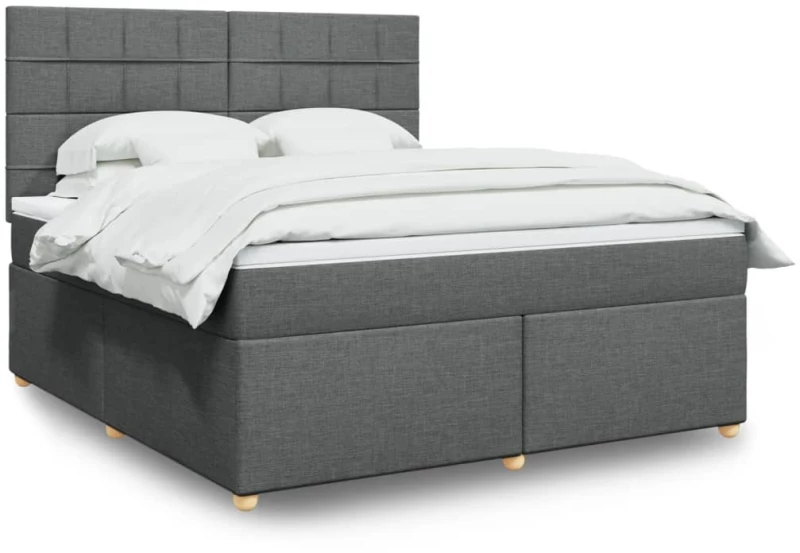 vidaXL Κρεβάτι Boxspring με Στρώμα Σκούρο Γκρι 180x200 εκ Υφασμάτιν