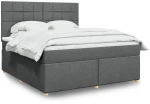 vidaXL Κρεβάτι Boxspring με Στρώμα Σκούρο Γκρι 180x200 εκ Υφασμάτιν
