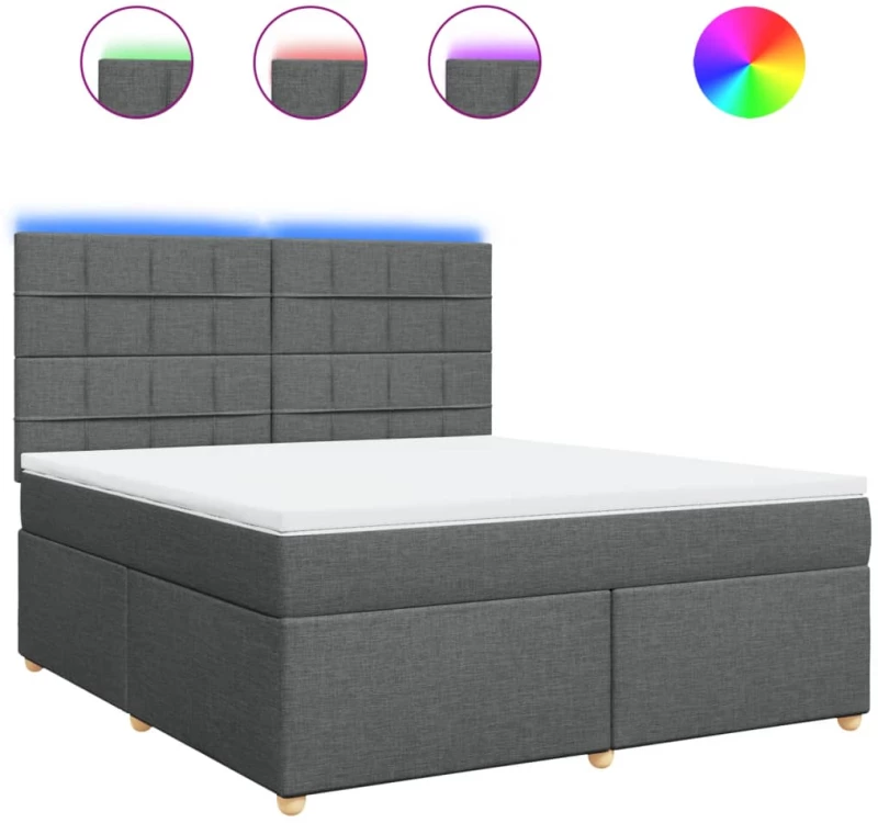vidaXL Κρεβάτι Boxspring με Στρώμα Σκούρο Γκρι 180x200 εκ Υφασμάτιν