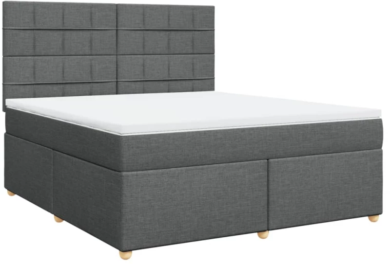 vidaXL Κρεβάτι Boxspring με Στρώμα Σκούρο Γκρι 180x200 εκ Υφασμάτιν