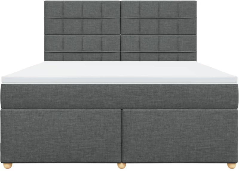 vidaXL Κρεβάτι Boxspring με Στρώμα Σκούρο Γκρι 180x200 εκ Υφασμάτιν