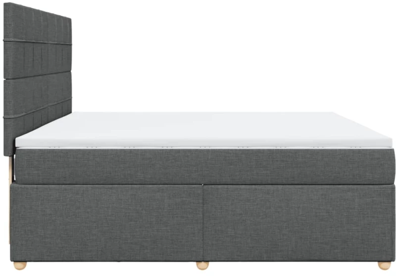vidaXL Κρεβάτι Boxspring με Στρώμα Σκούρο Γκρι 180x200 εκ Υφασμάτιν