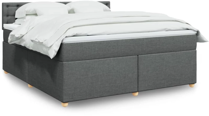 vidaXL Κρεβάτι Boxspring με Στρώμα Σκούρο Γκρι 180x200 εκ Υφασμάτιν