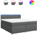 vidaXL Κρεβάτι Boxspring με Στρώμα Σκούρο Γκρι 180x200 εκ Υφασμάτιν
