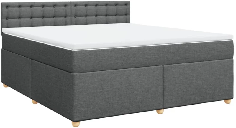 vidaXL Κρεβάτι Boxspring με Στρώμα Σκούρο Γκρι 180x200 εκ Υφασμάτιν