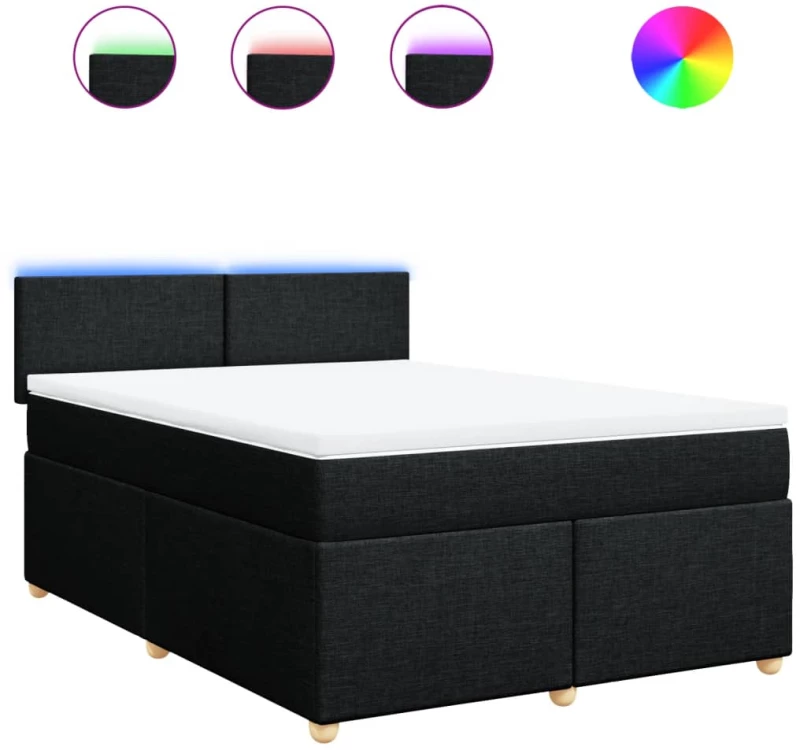 vidaXL Κρεβάτι Boxspring με Στρώμα Μαύρο 140x190 εκ. Υφασμάτινο