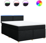 vidaXL Κρεβάτι Boxspring με Στρώμα Μαύρο 140x190 εκ. Υφασμάτινο