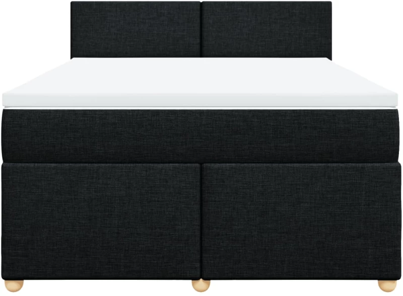 vidaXL Κρεβάτι Boxspring με Στρώμα Μαύρο 140x190 εκ. Υφασμάτινο
