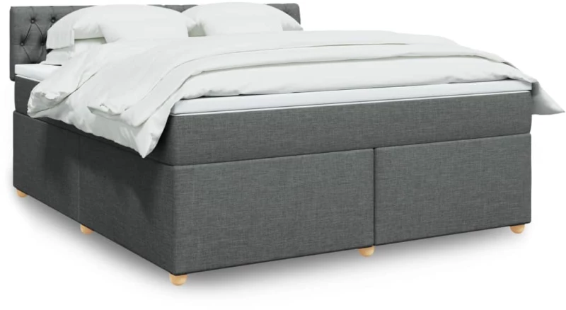 vidaXL Κρεβάτι Boxspring με Στρώμα Σκούρο Γκρι 180x200 εκ Υφασμάτιν