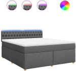 vidaXL Κρεβάτι Boxspring με Στρώμα Σκούρο Γκρι 180x200 εκ Υφασμάτιν