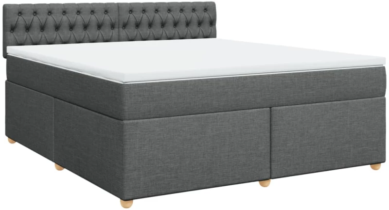 vidaXL Κρεβάτι Boxspring με Στρώμα Σκούρο Γκρι 180x200 εκ Υφασμάτιν