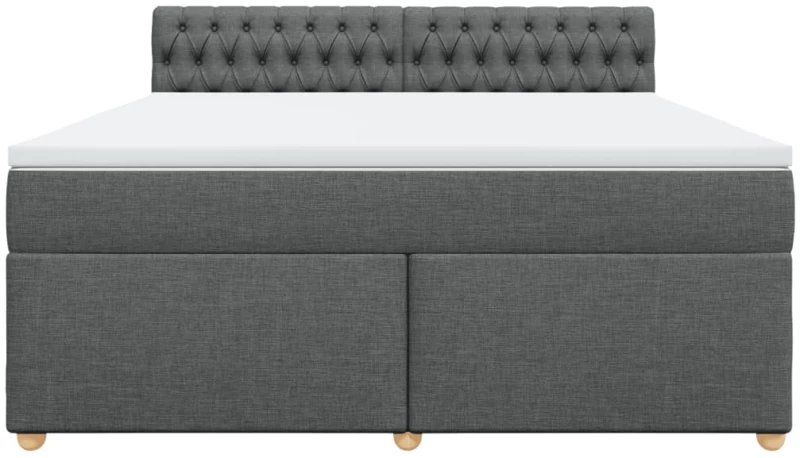 vidaXL Κρεβάτι Boxspring με Στρώμα Σκούρο Γκρι 180x200 εκ Υφασμάτιν