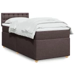 vidaXL Κρεβάτι Boxspring με Στρώμα Σκούρο Καφέ 90x200 εκ. Υφασμάτινο