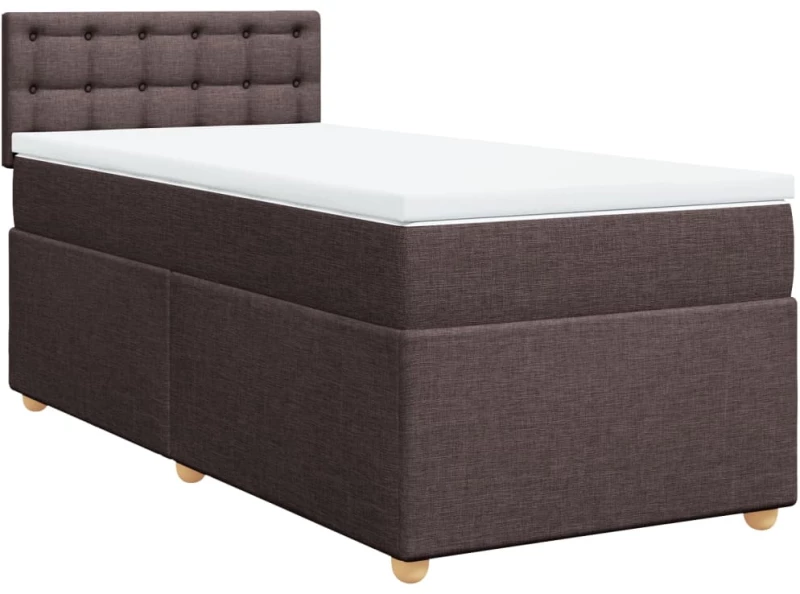 vidaXL Κρεβάτι Boxspring με Στρώμα Σκούρο Καφέ 90x200 εκ. Υφασμάτινο