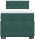 vidaXL Κρεβάτι Boxspring με Στρώμα Σκούρο Πράσινο 90x200 εκ. Βελούδινο